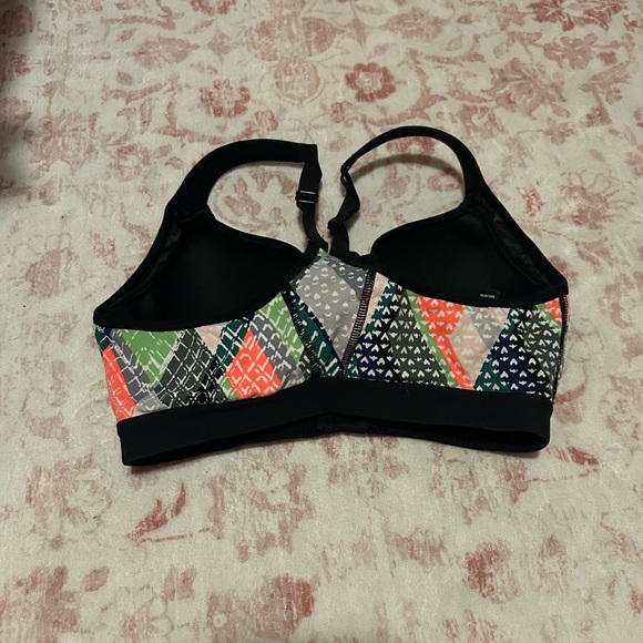 Multicolor zip front racerback sports bra 32C - Picture 2 of 4